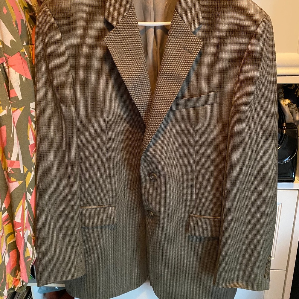 Lauren Ralph Lauren Mens Preppy Houndstooth Wool Blazer Size 42 Office Academia